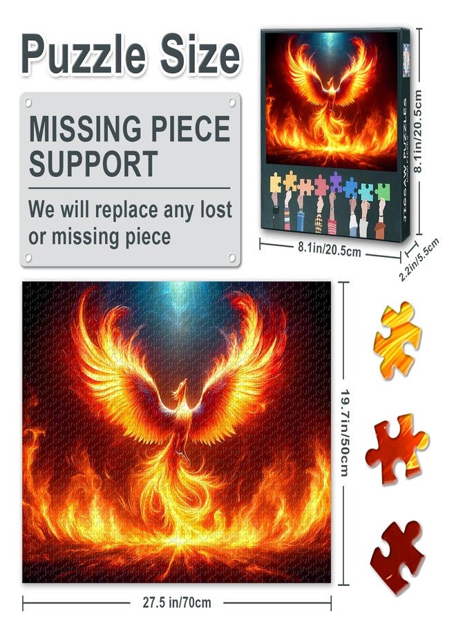 Rebotipy 1000-Piece Jigsaw Puzzle for Adults - Majestic Phoenix Rising from Flames, Epic 50x70cm Fiery Rebirth Wall Art, Challenging Home Decor Puzzle for Gifts & Relaxation - Image 3